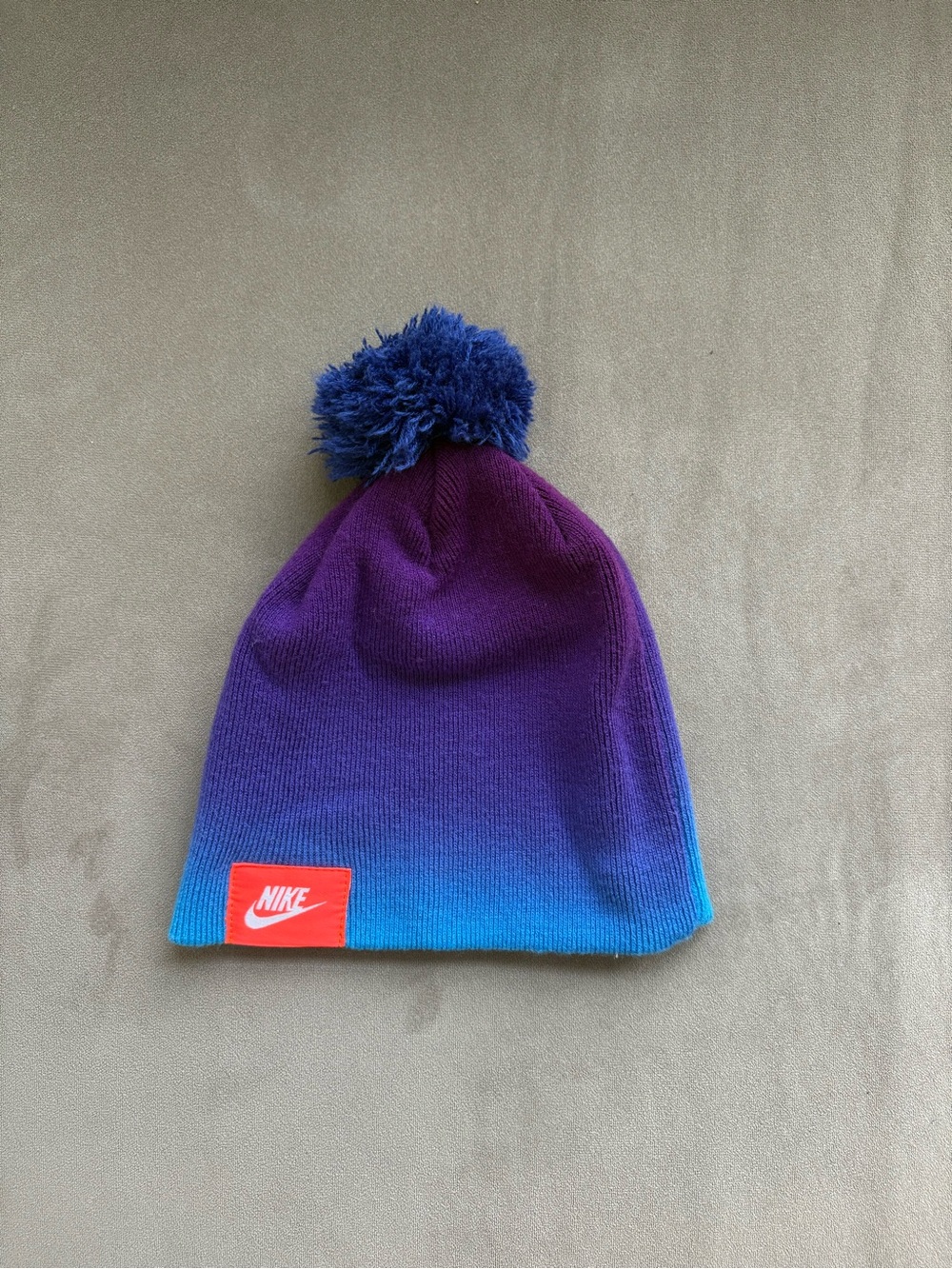 Nike Kids Ombre Beanie with Blue Pom - Purple to Teal